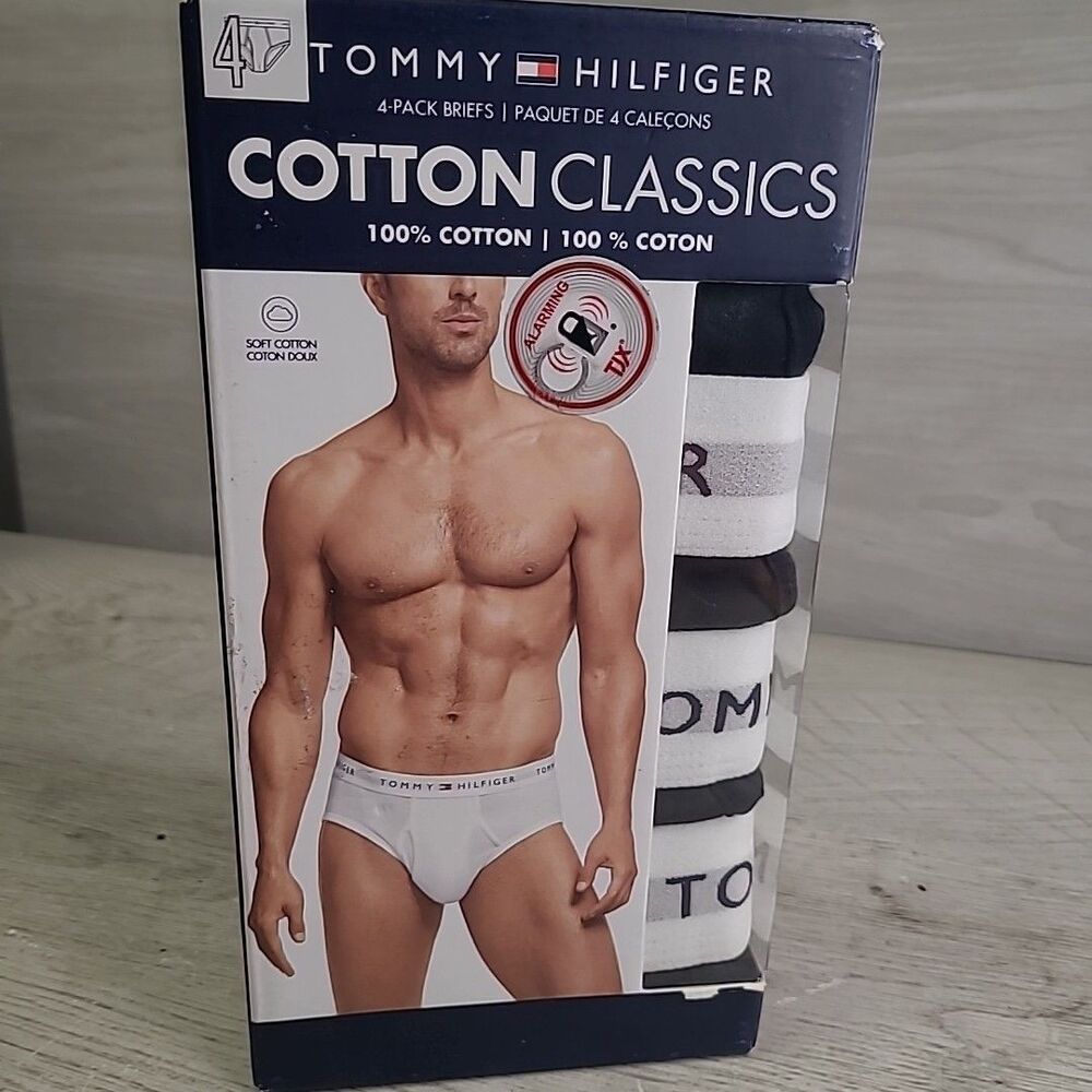 Tommy Hilfiger 100% Cotton Classics Briefs 4-Pack Mens Medium Black NEW